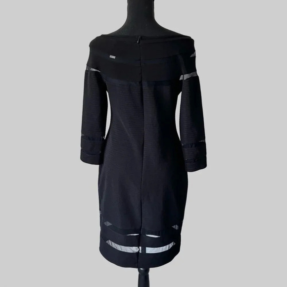 Joseph  Ribkoff Boat Neck Sheath Dress with Mesh Inserts - Picture 2 of 16